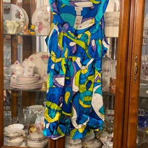 $78 silk spandex mod print top MIMI maternity L